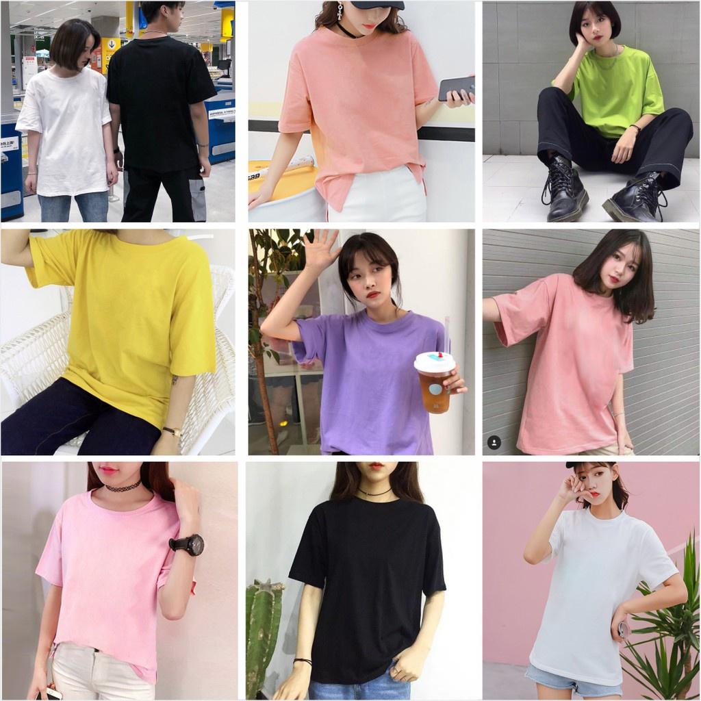 Áo thun nam form rộng tay lỡ trơn ️Áo thun unisex tay lỡ đủ màu one size dưới 65kg