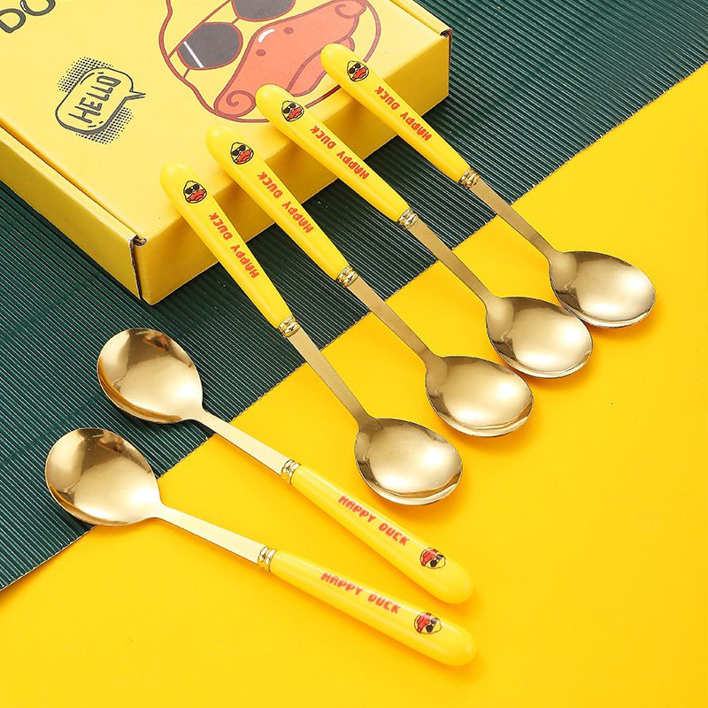 Set 6 Thìa Hình Vịt Vàng Cute Dễ Thương Dành Cho Bé