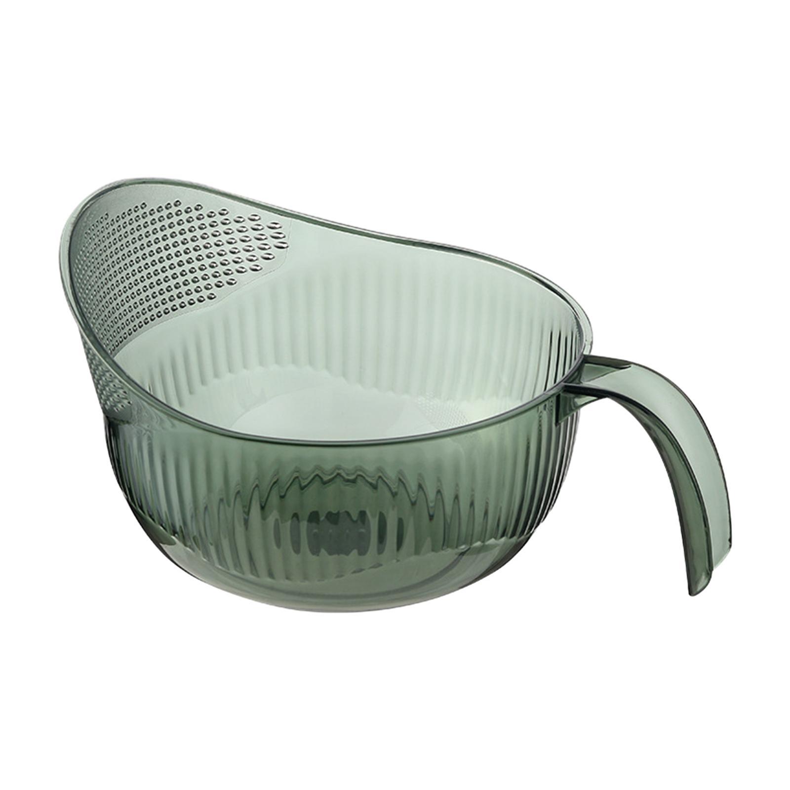Rice Bowl Drain Basket Rice Washing Colander Kitchen Multipurpose Washing Colander with Handle for Grain Beans Carrots Spinach Pasta