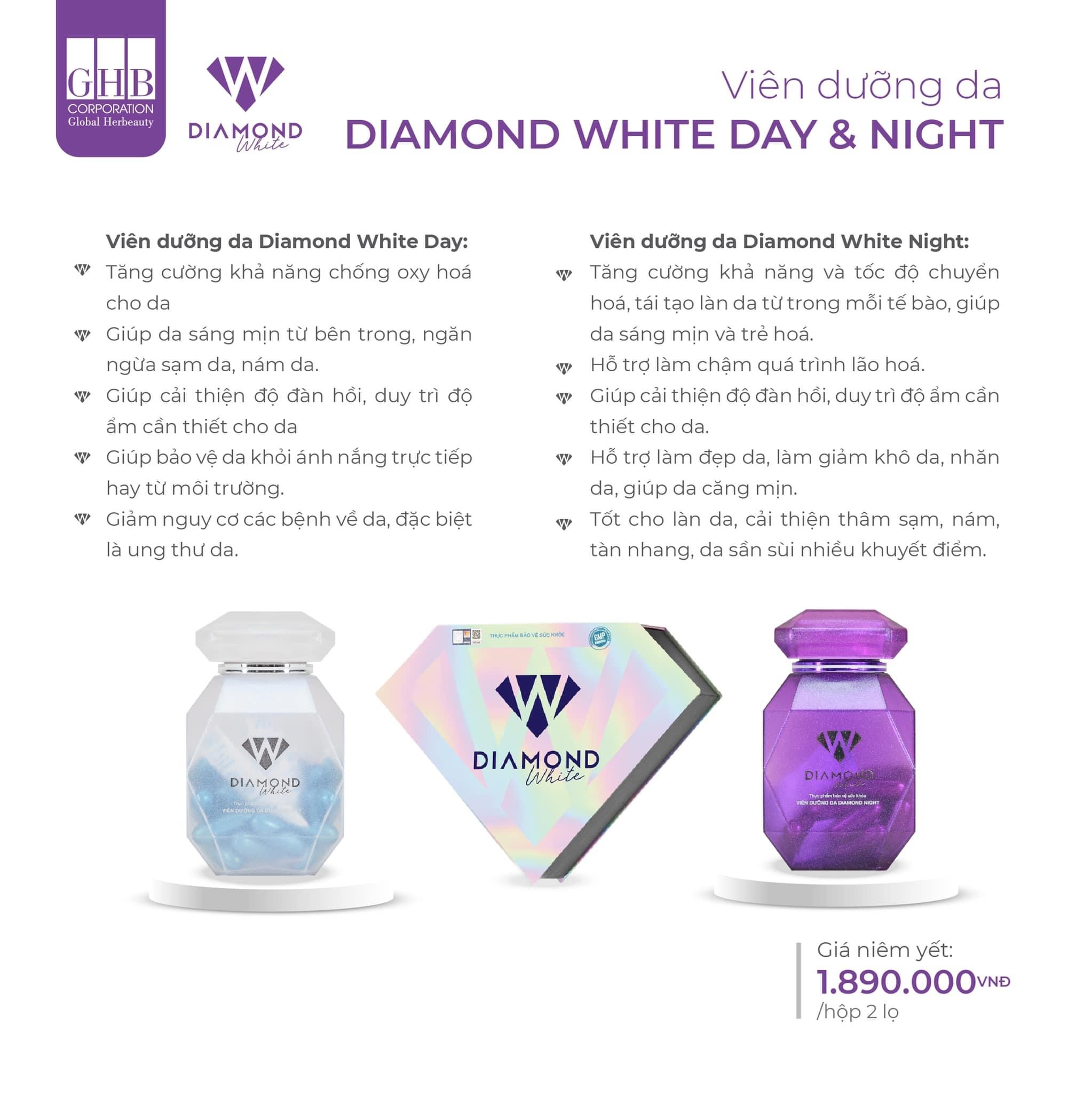 Viên Uống Trắng Da DIAMOND WHITE Hỗ Trợ Dưỡng Trắng, Giúp Da Căng Bóng, Mờ Nám Tàn Nhang, Mang Lại Làn Da Trắng Sáng Mịn Màng