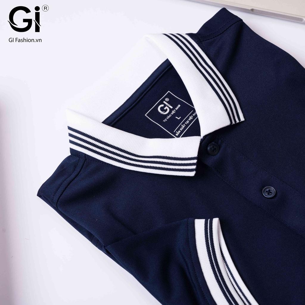 Áo polo nam GI, màu xanh Navy chất liệu cá sấu poly