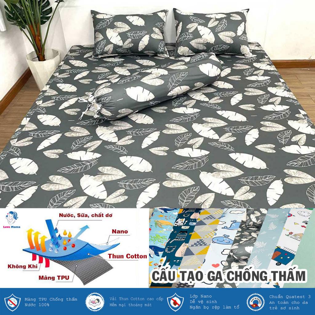 Ga chống thấm Cotton lá xám không sột soạt, mềm mại thoáng mát