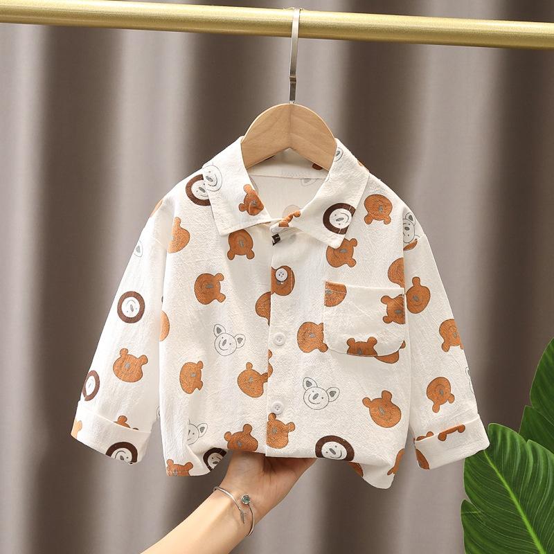 ST38 Size80-120 Áo sơ mi bé trai áo dài tay cho bé 100% cotton Thời trang trẻ Em hàng quảng châu
