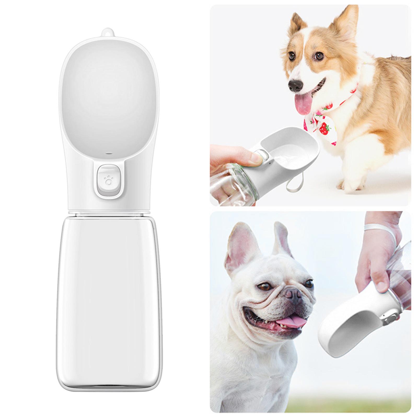 2 in 1 Dog Water Bottle Cat Water Dispenser Food Bowl Feeder Pink 350ml