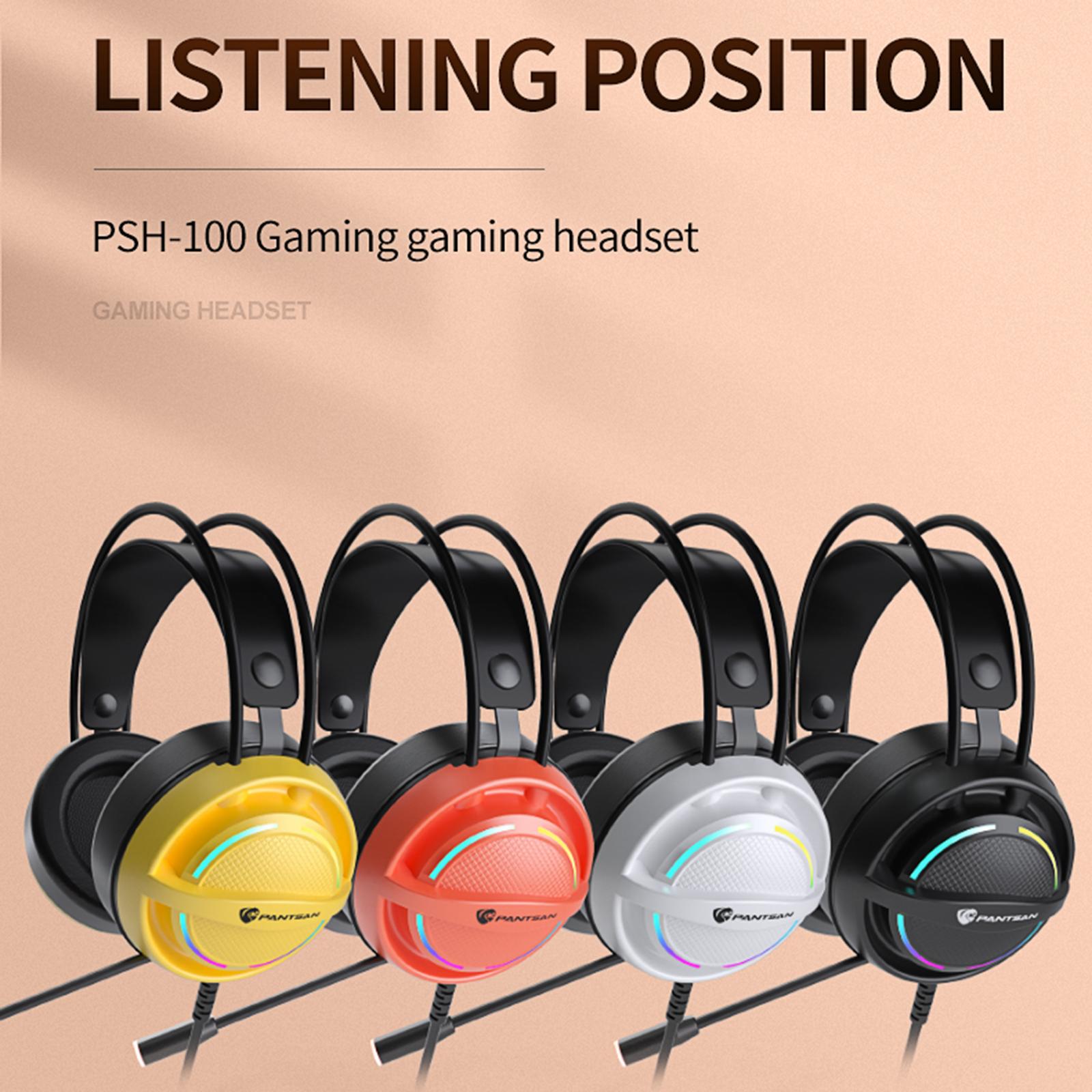 PC Gaming Headset with Microphone 7.1 Surround Sound Wired Over Ear USB Computer Gaming Headset Headphone with Detachable Mic and LED Light for Laptop
