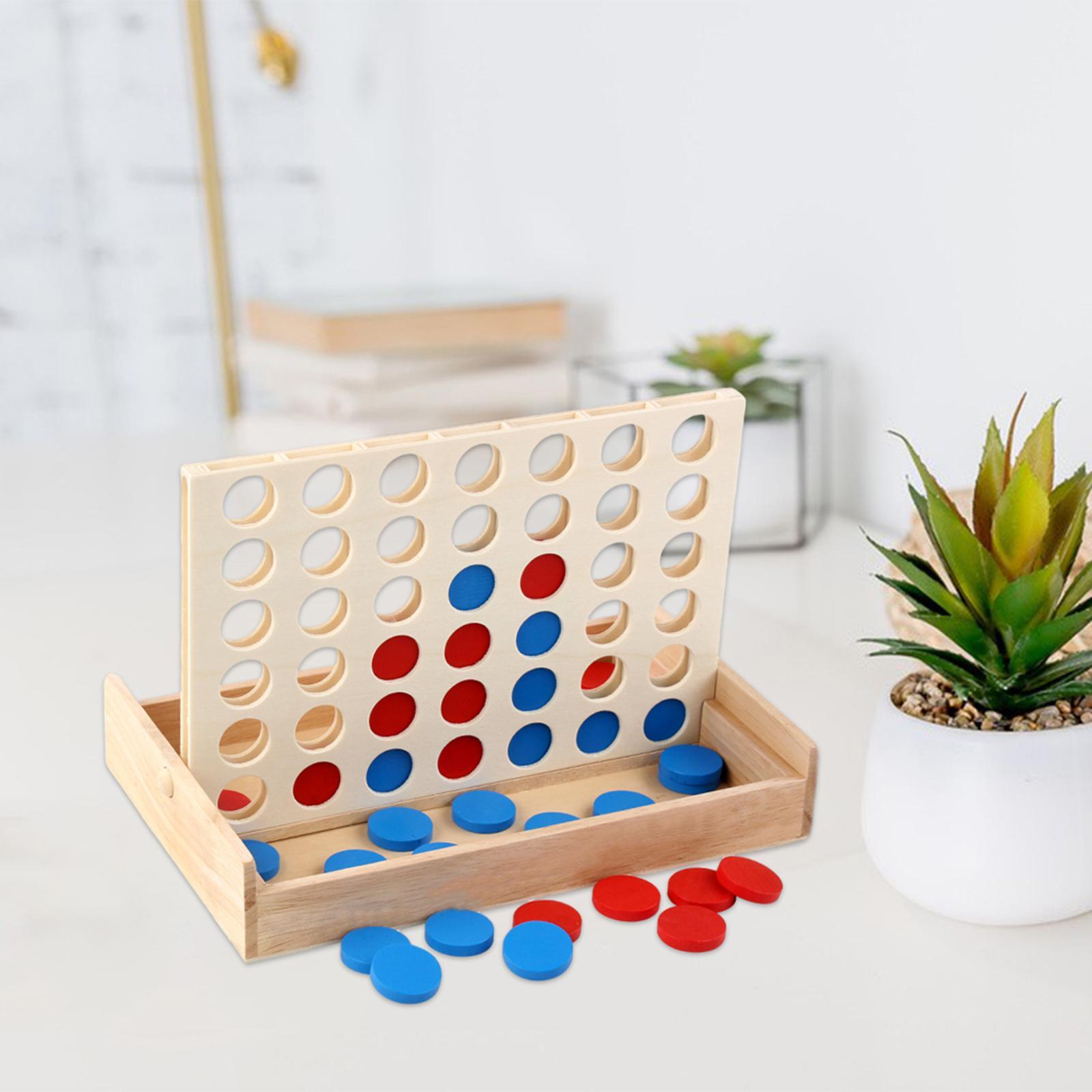 Kids Wooden 4 in Wooden Board Game Fun Block Board Early Learning Toys