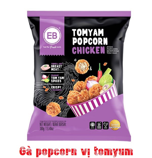 GÀ POPCORN VỊ TOMYUM 380G EB MALAYSIA