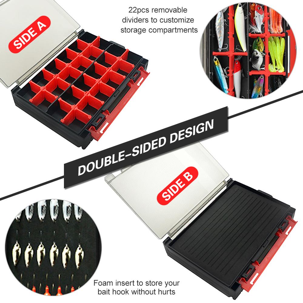 Double Sided Fishing Storage Case Bait Box Lures Organizer Fishing Tackle Container