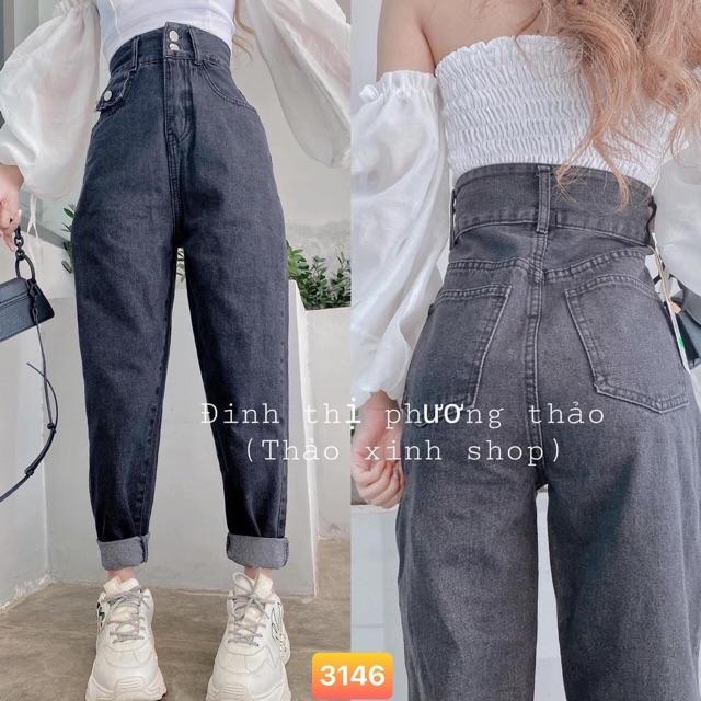 Quần baggy jean hai nút lưng siêu cao 3145/3146