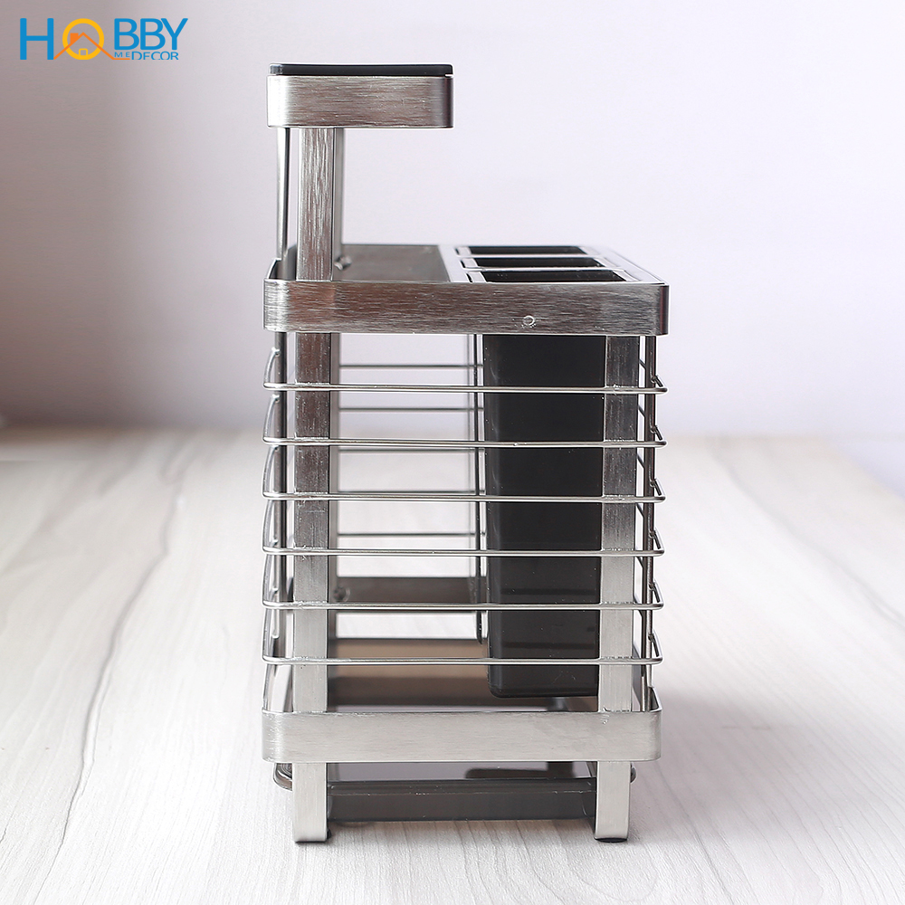 Kệ để dao kéo đũa muỗng đa năng dán tường Hobby Home Decor KDMT3 inox 304 có keo dán tường