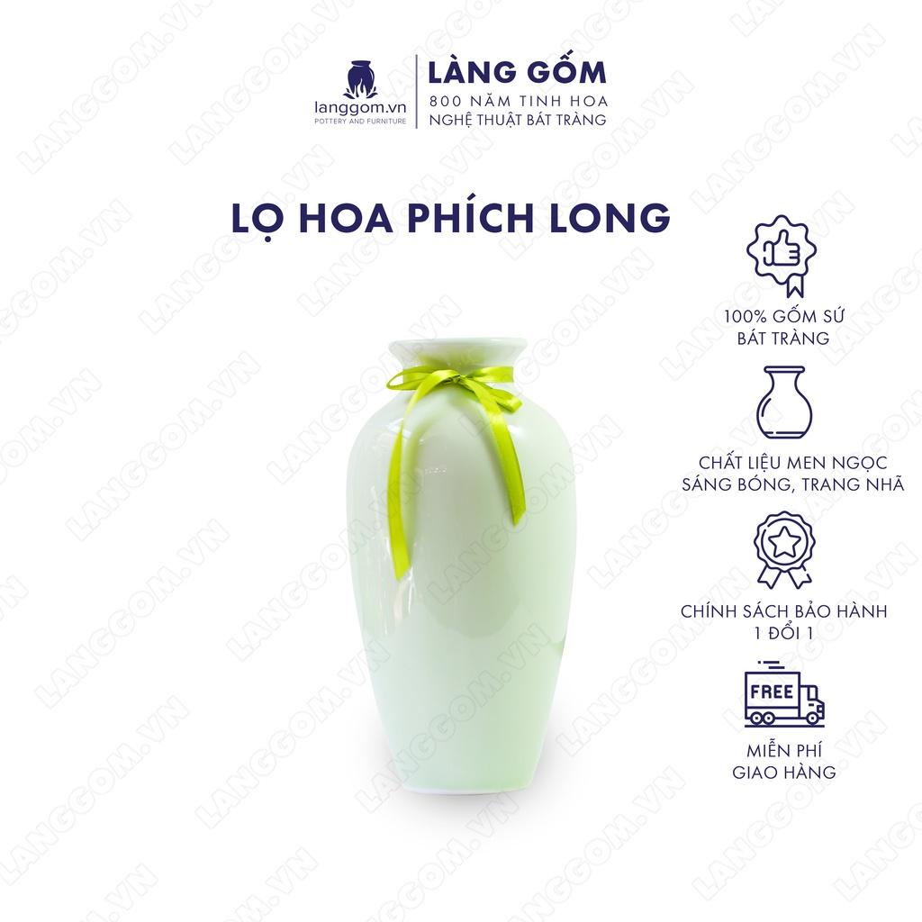 Bình hoa, lọ hoa Gốm sứ Bát Tràng cao cấp Men ngọc phích long dùng làm quà tặng, trang trí - Làng Gốm Bát Tràng