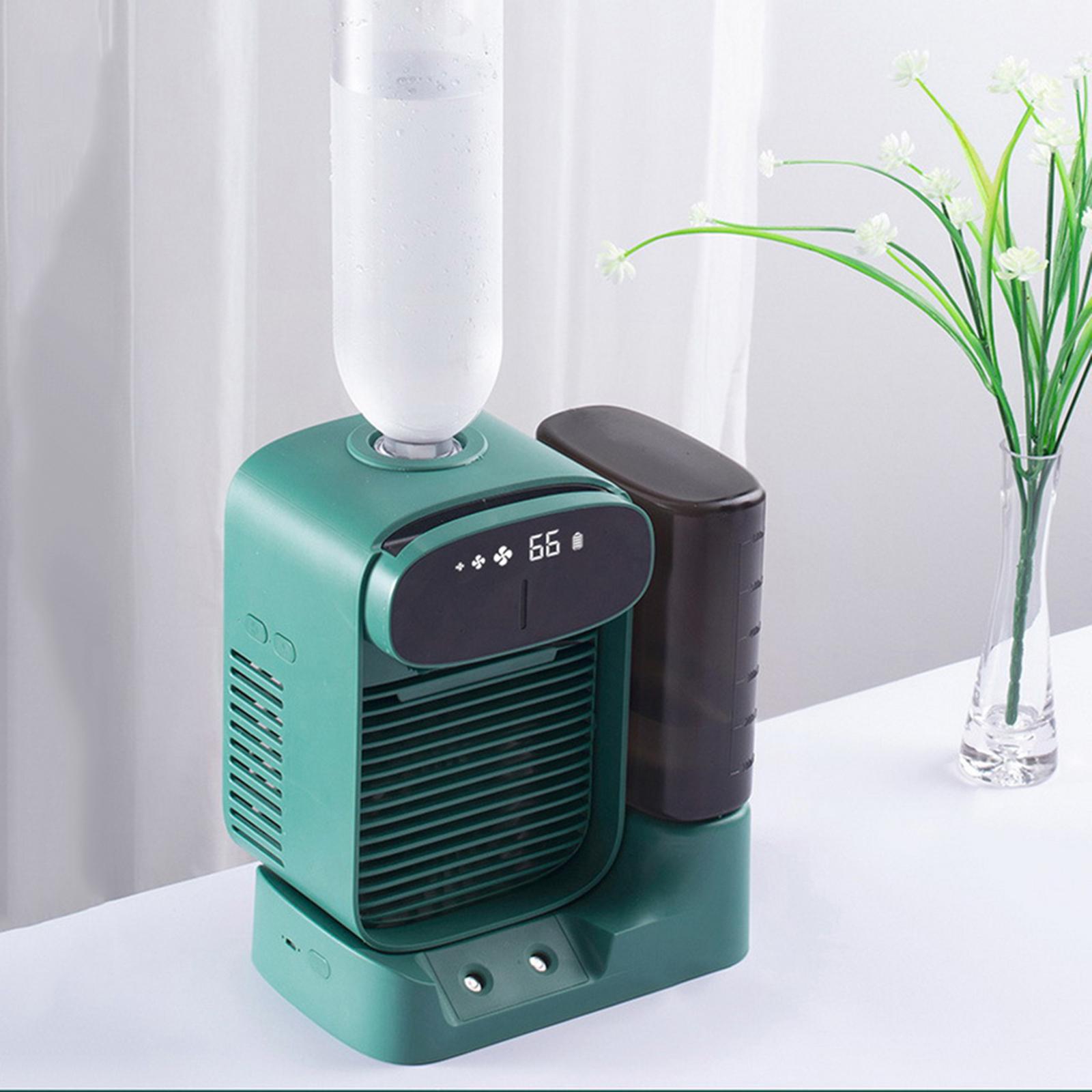 Portable Air Conditioner Cooler, Noiseless Fan USB Rechargeable Desk Fan with 3 Speeds, LED Display, Office Cooler Humidifier for Home Dorm Car