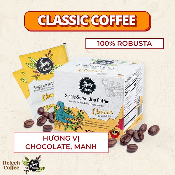 Cà phê túi lọc cao cấp “ Classic” Konnai Coffee (10 túi x 10gr)