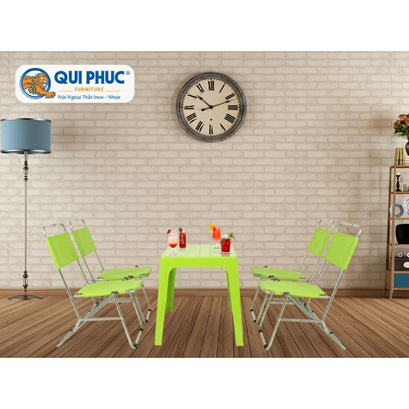 Ghế xếp cafe sườn inox mặt nhựa cao cấp loại 1