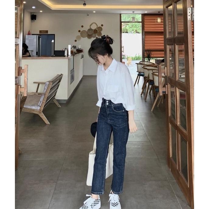 Sơmi đuôi tôm cách điệu dáng rộng oversize