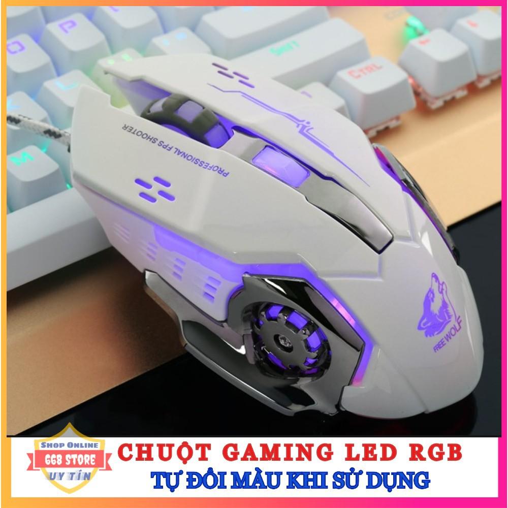 Chuột máy tính, chuột chơi game Free Wolf V5 Led RGB, thiết kế hầm hố chất lượng cao giá rẻ