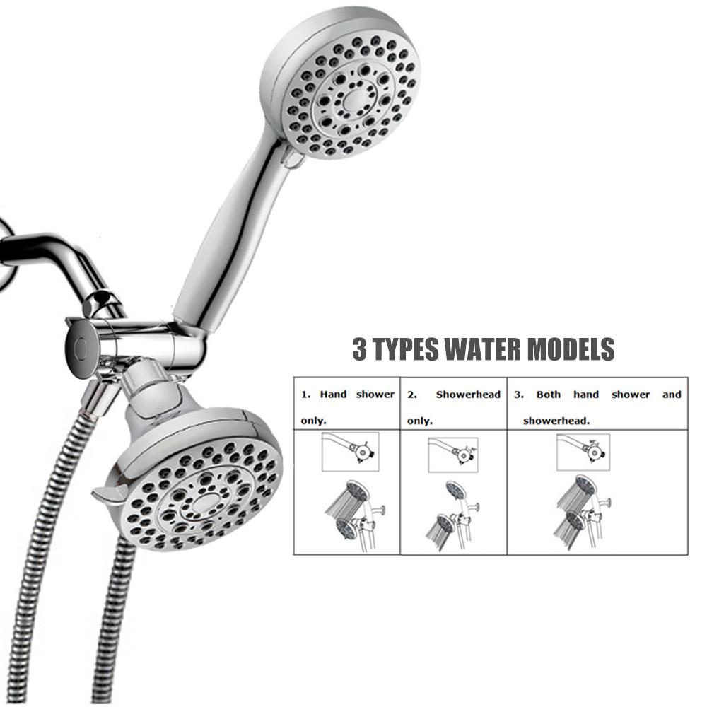 Đầu vòi hoa sen cầm tay 5 chế độ phun với vòi bằng inox và bộ chuyển nước 3 hướng