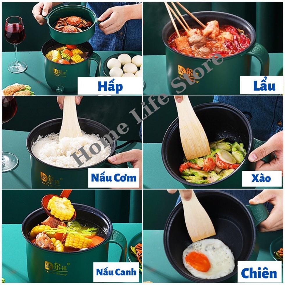 Nồi Điện Đa Năng Cao Cấp, Nồi Lẩu Điện Mini Nồi Cơm Điện Mini Đa Năng, Ca Nấu Mì Chống Dính 1.8L