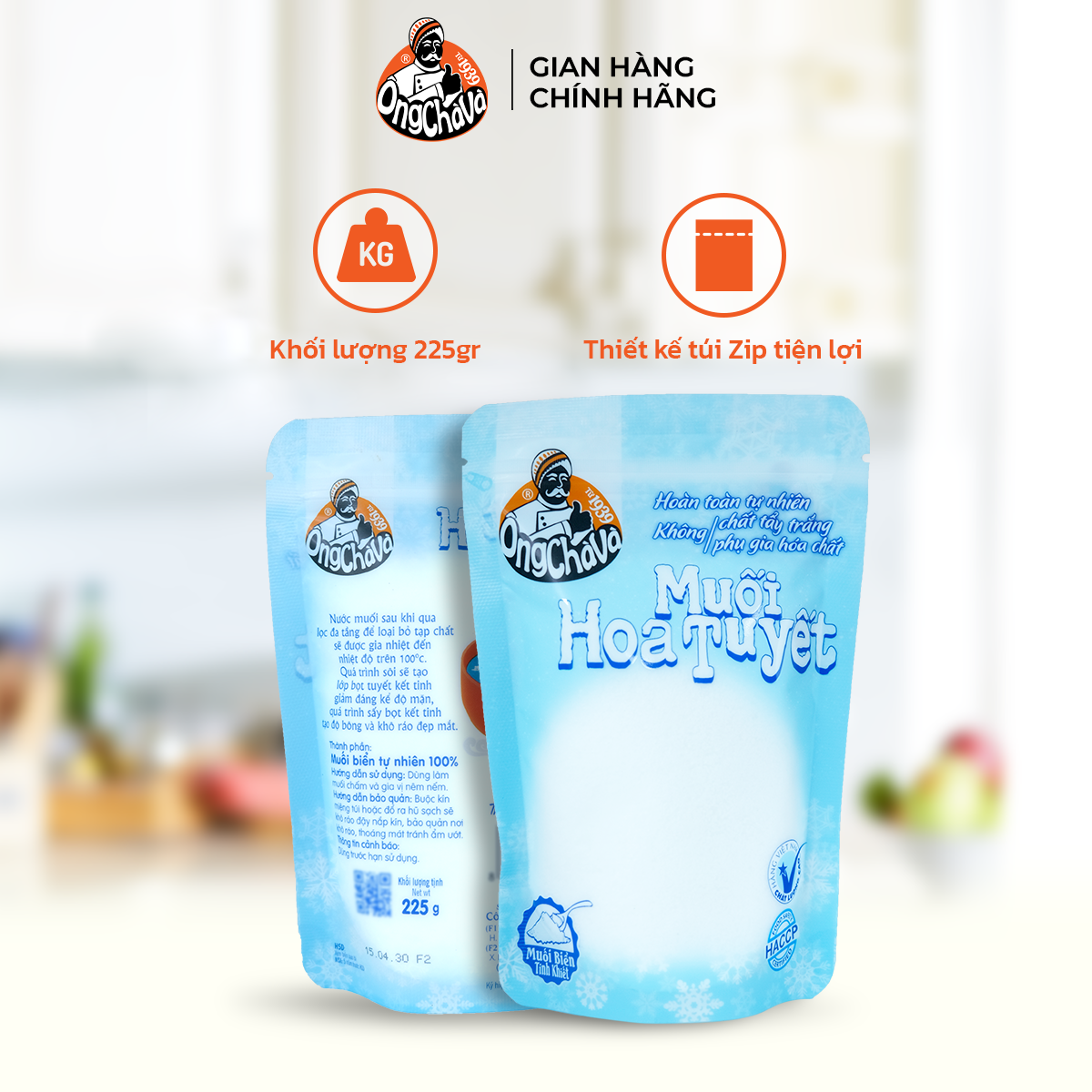 Muối Hoa Tuyết 225g thương hiệu Ông Chà Và – Hàng chính hãng