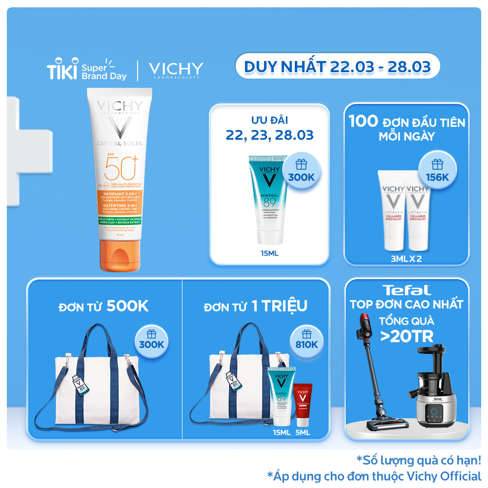 Kem Chống Nắng Chống Ô Nhiễm Và Bụi Mịn Hằng Ngày SPF 50+, Chống Tia UVA + UVB Capital Soleil Mattifying 3 In 1