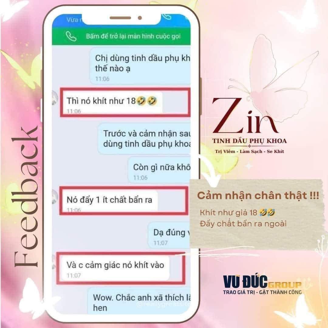 Tinh Dầu Phụ Khoa Zin. 3 Hộp Giá Sỉ Tặng 3 DDVS Nữ Oa + 3 Lọ Viên Uống Đới Hạ Phụ Khoa.