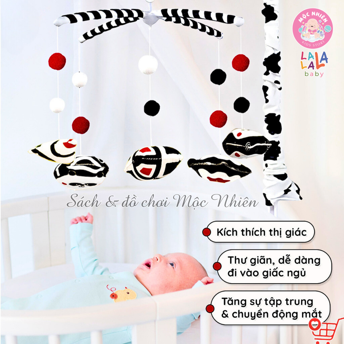 Đồ Chơi Treo Nôi Cũi Tự Động Quay kèm Phát Nhạc 36 Bài Hát Cho Bé Sơ Sinh - Baby Crib Mobile - Lalala baby