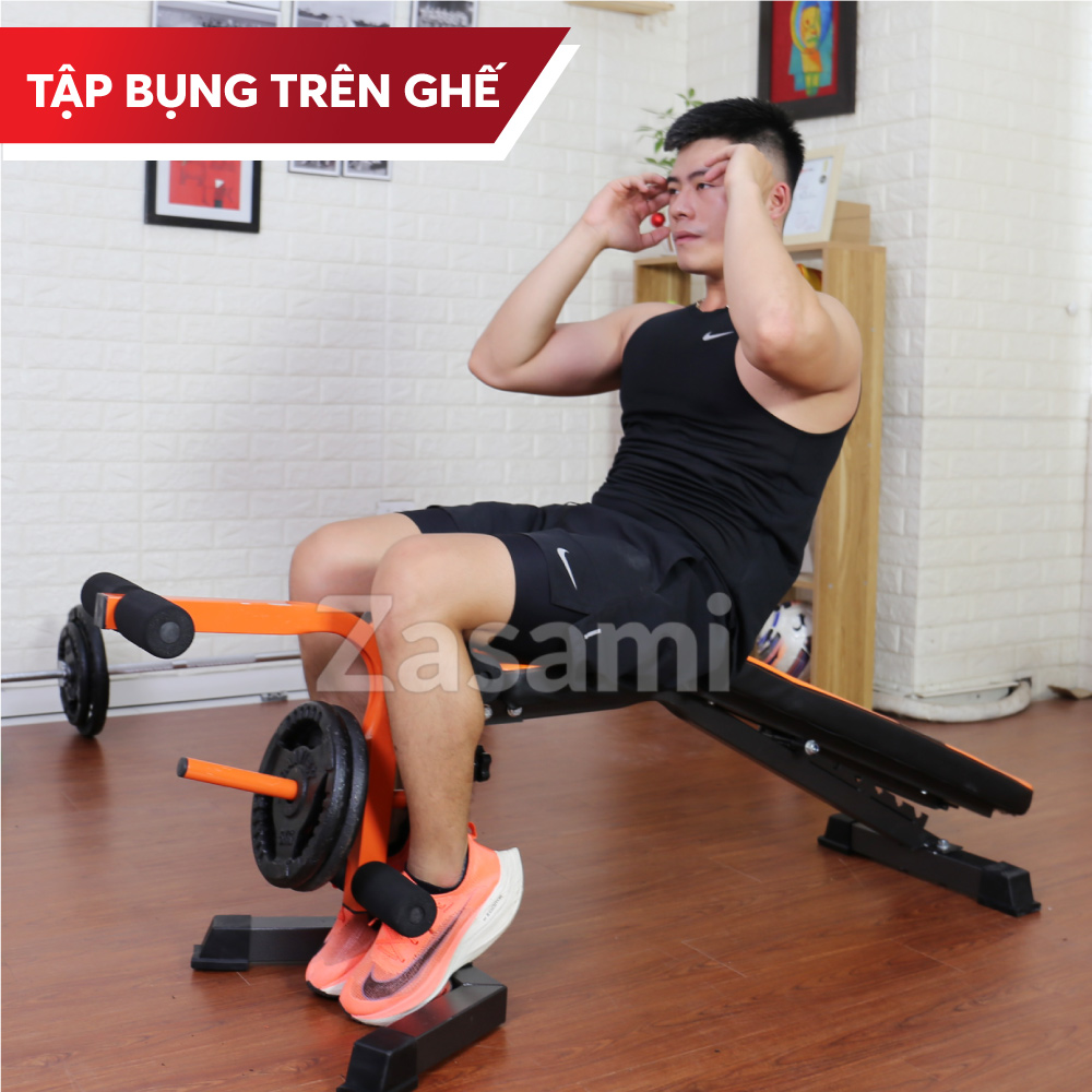 Giàn tạ đa năng kết hợp xà đơn xà kép Zasami 8215 - Kèm 50kg tạ gang, đòn 1m5 - tặng bộ tạ đeo chân