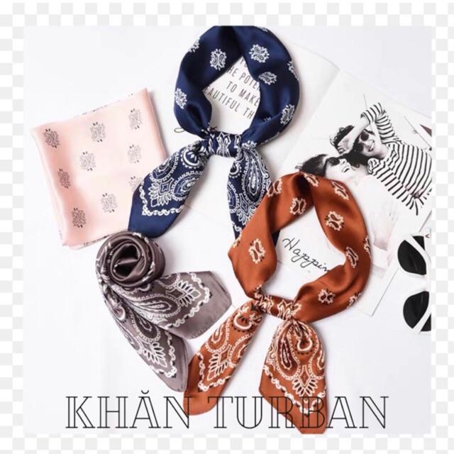 Khăn turban lụa vuông choàng cổ size 70x70cm thanh lịch phong cách nữ tính đa năng làm áo yếm in hình hạt hướng dương