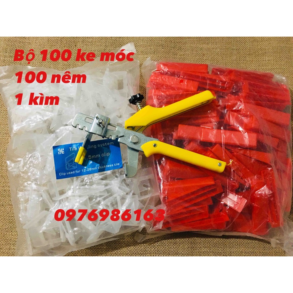 Combo ke cân bằng gồm 1 kìm 1 Túi 100 ke móc 100 nêm cân bằng ốp lát gạch loại 1