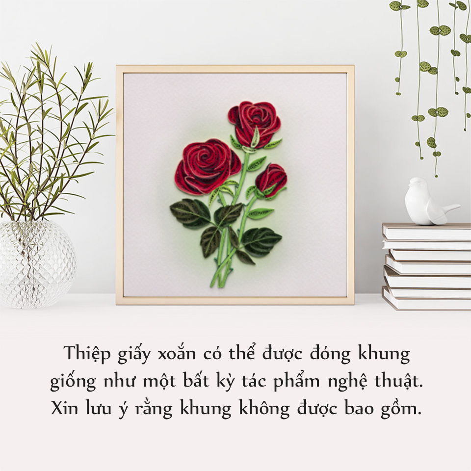 Thiệp Giấy Xoắn Hoa - Hoa Hồng Đỏ - NCC-F1501