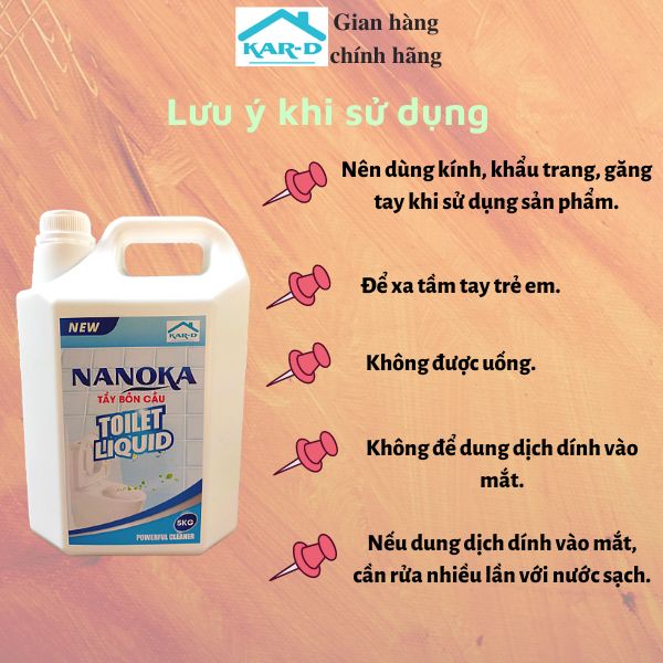 Tẩy bồn cầu Nanoka 5kg, Tẩy sạch các vết bẩn nhà tắm, bồn cầu, không gây mùi khó chịu