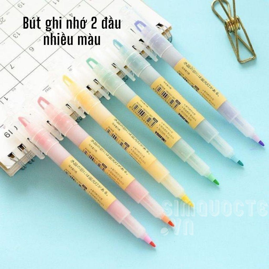 Bút ghi nhớ dạ quang highligh bút đánh dấu 2 đầu tiện lợi có nhiều màu ST121