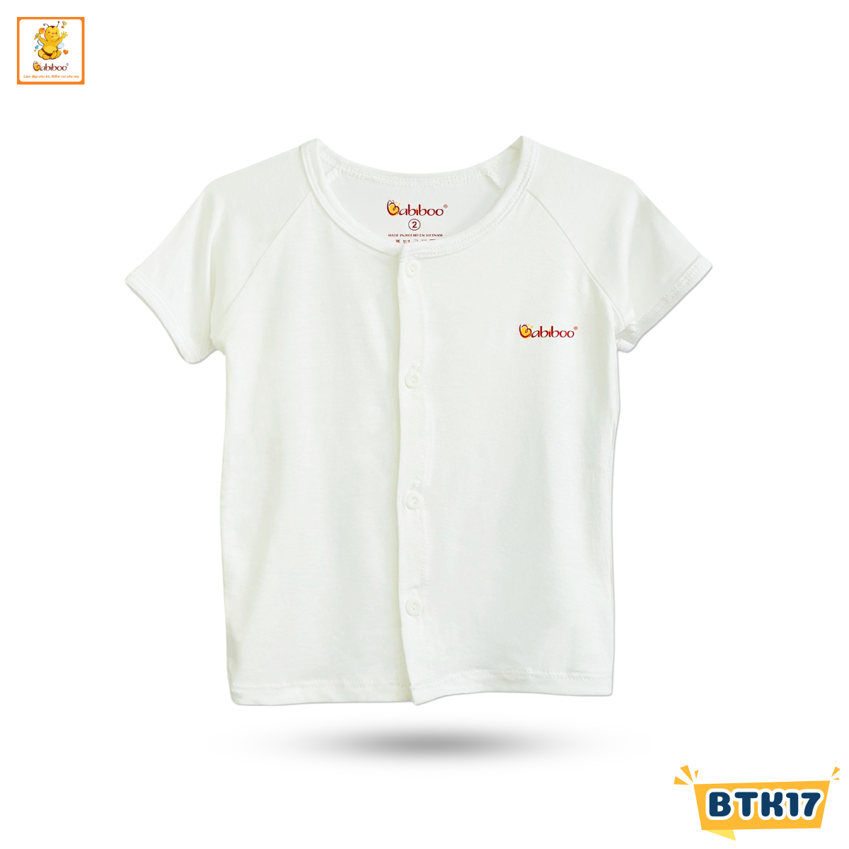 Áo sơ sinh cộc tay Babiboo áo sơ sinh Viscose cài giữa mềm mịn mát BTK17