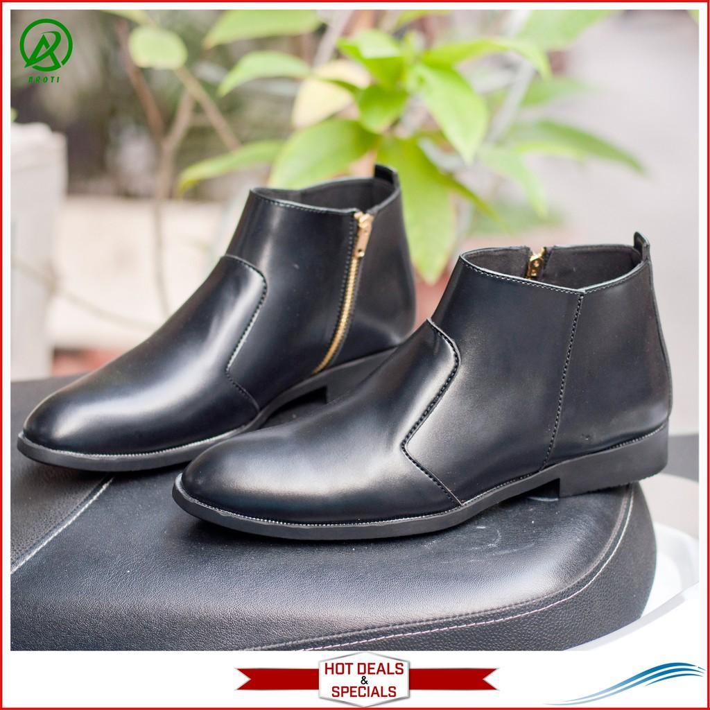 Giày Chelsea Boot Nam Cổ Khóa Da Nhám Màu Đen Cực Chất - CB521-nhamkhoa