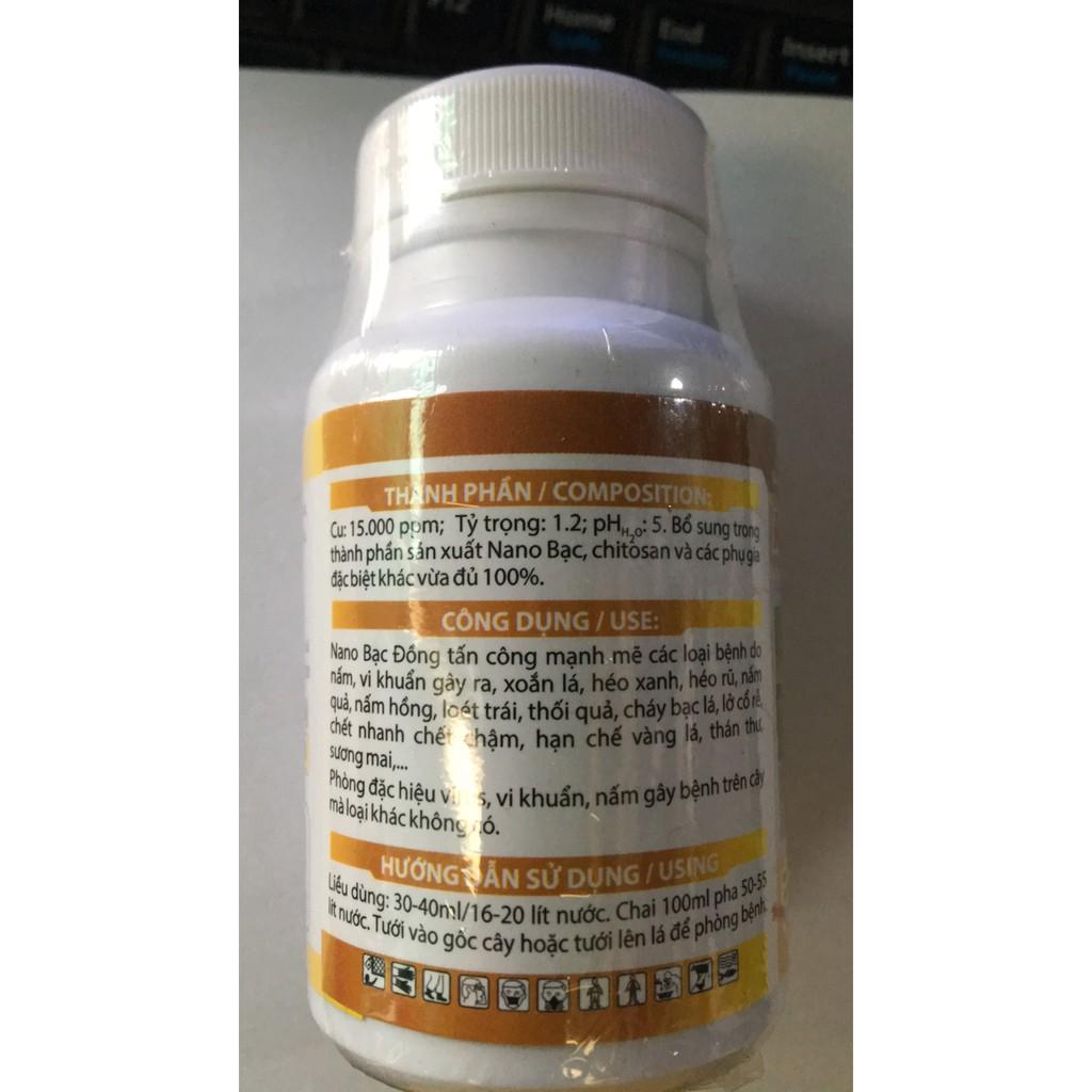 Nano bạc Đồng diệt nấm vi khuẩn trên cây trồng lọ 100ml