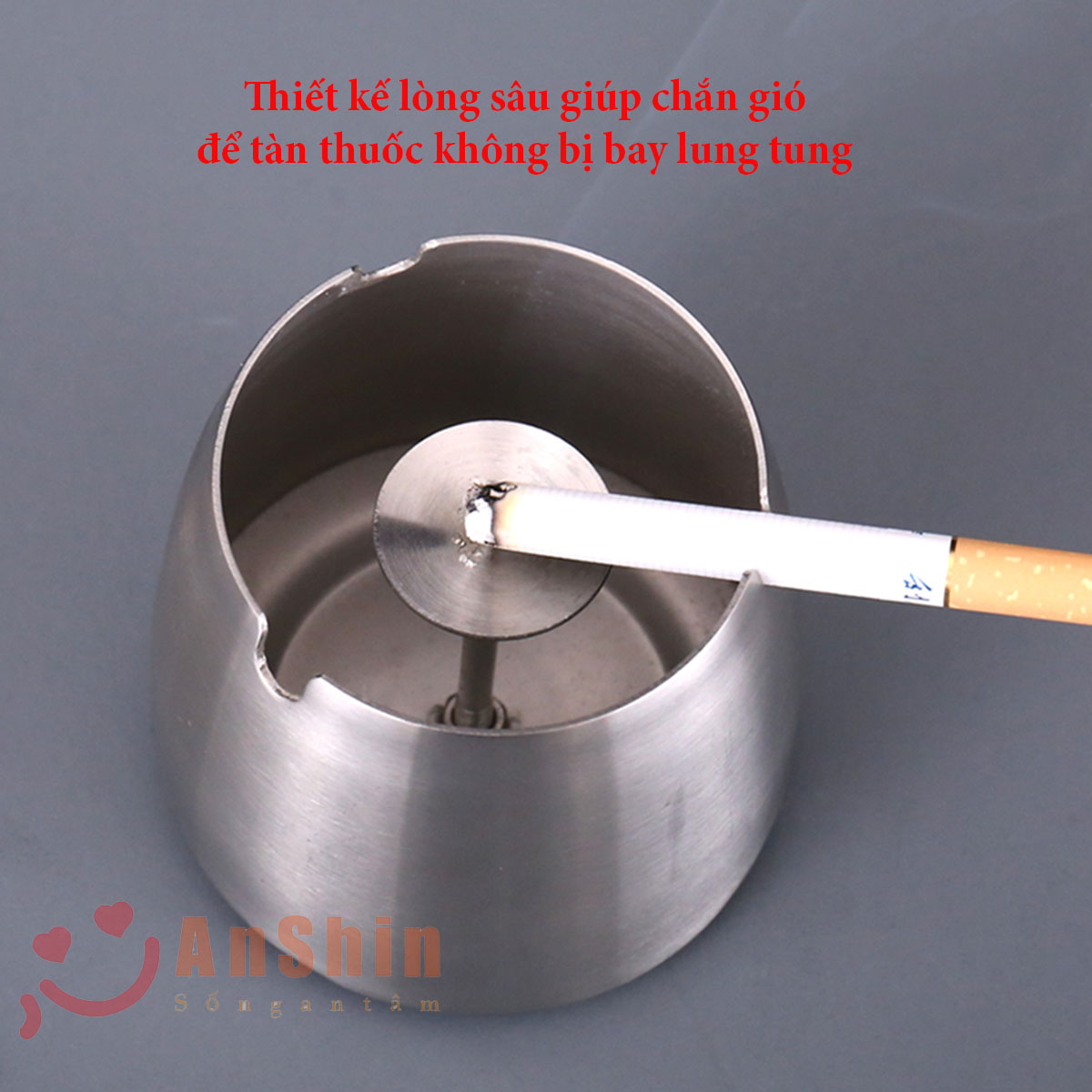 Gạt tàn Inox không gỉ khử mùi, chống gió