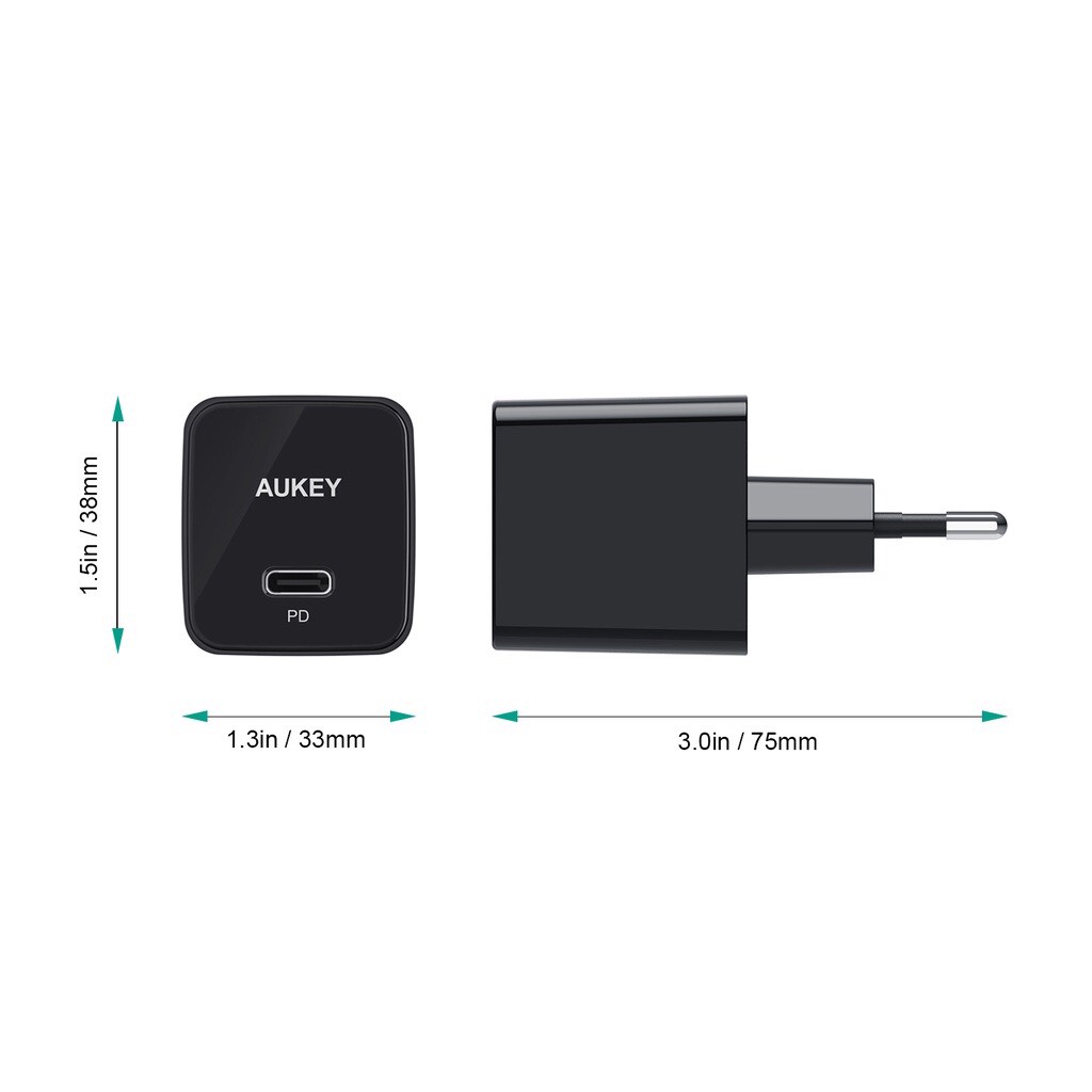 Cốc sạc nhanh AUKEY PA-Y20S Power Delivery 20W - Cổng USB Type-C Tương Thích Nhiều Thiết Bị - Hàng Chính Hãng