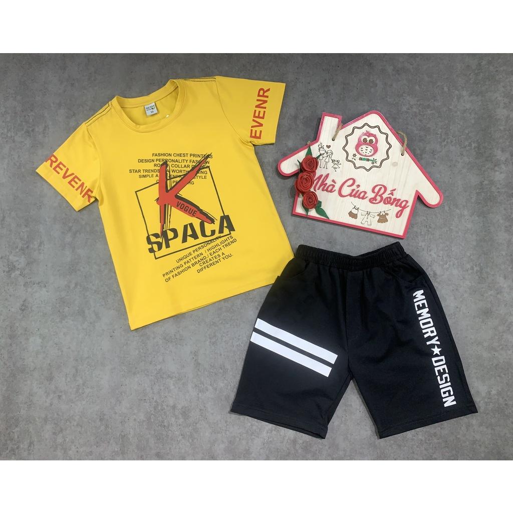 Bộ thun tay ngắn bé trai phối hình in chữ K size 24 - 52 kg