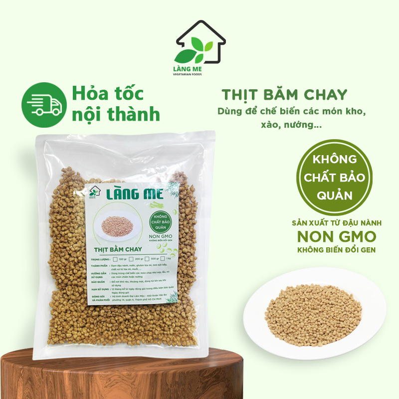Thịt Bằm Chay Loại Ngon ( Thùng 10 kg ) , Thực Phẩm Chay Ngon Thành Phần Tự Nhiên Không Chất Bảo Quản Không Biến Đổi Gen Sườn Non Chay Làng Me - Hàng chính hãng