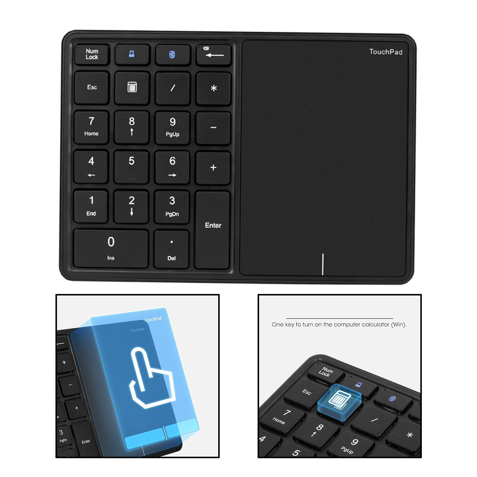 Wireless Numeric Keypad 2.4 GHz Bluetooth Mini with Touchpad 2.4G USB Receiver Numpad for Tablet