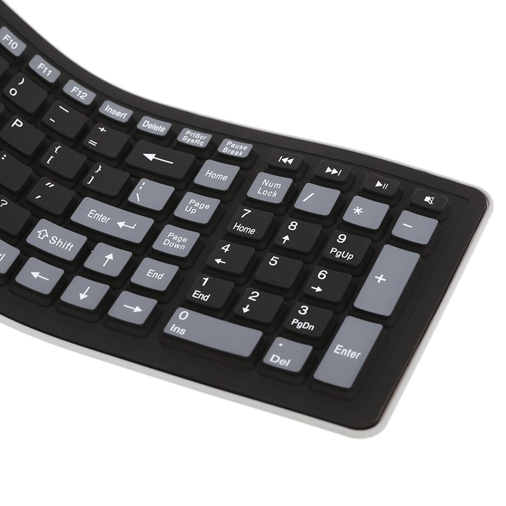 Bàn phím không dây silicon mềm có thể giặt được với Bộ thu USB cho PC