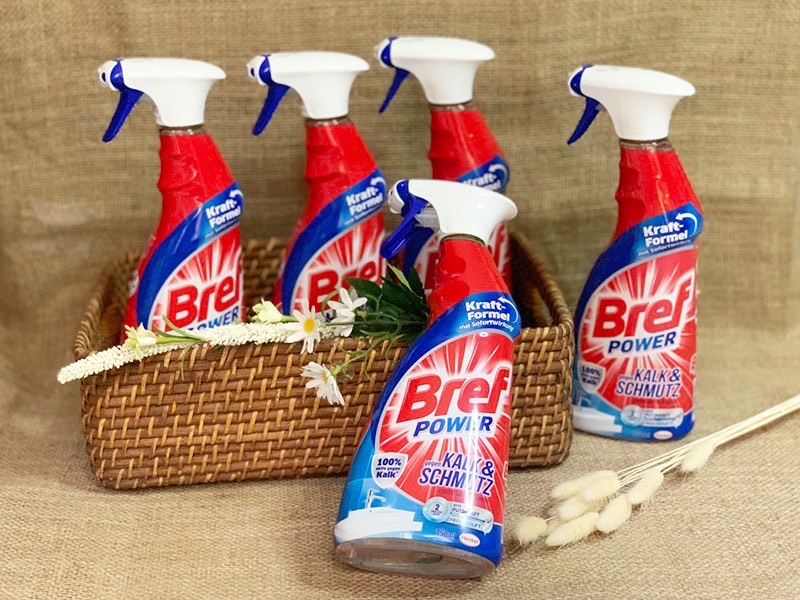 Dung dịch xịt tẩy nhà tắm đa năng BREF 750ml, Kalkreiniger Power gegen Kalk & Schmutz, 750 ml