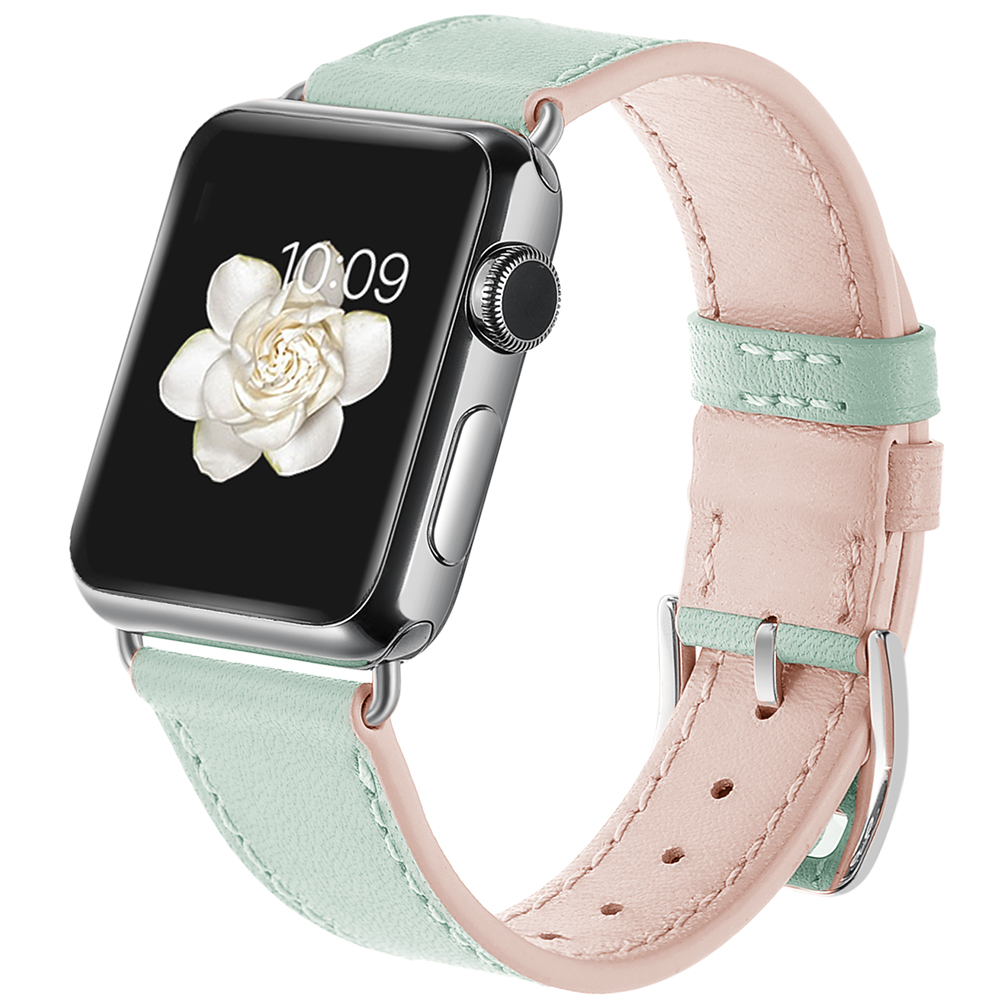 Dây Da Pink And Green cho Apple Watch Series 1/2/3/4/5