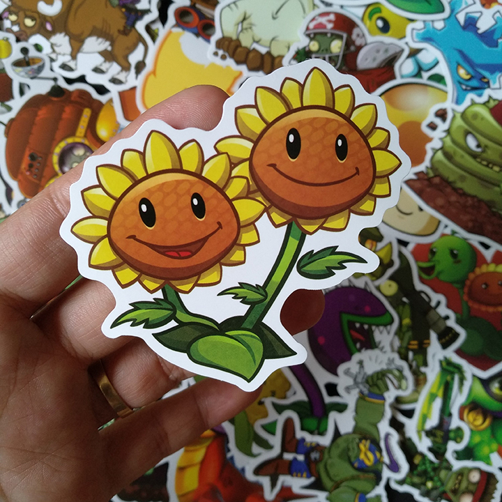 Bộ Sticker dán cao cấp chủ đề PLANTS VS ZOMBIES - Dùng dán Xe, dán mũ bảo hiểm, dán Laptop...