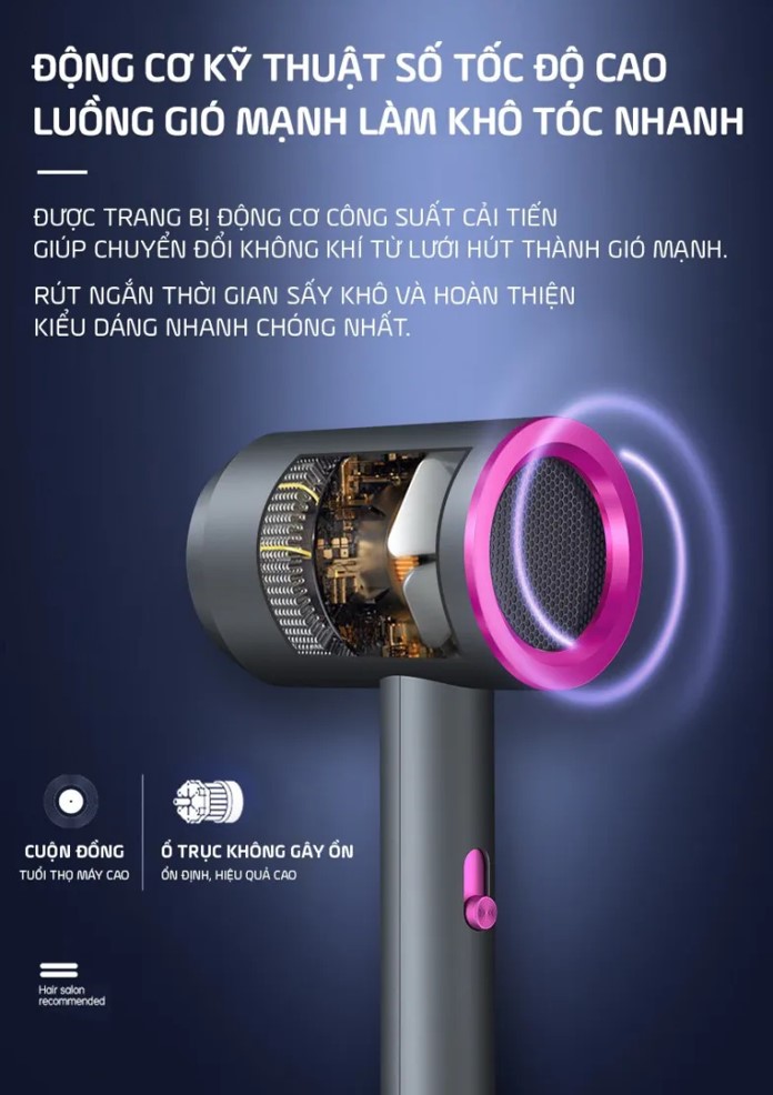 Máy sấy tóc 2 chiều nóng lạnh công suất lớn 2300W HT-01