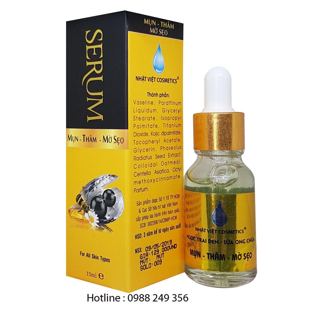 SERUM MỤN THÂM MỜ SẸO NGỌC TRAI ĐEN SỮA ONG CHÚA NHẬT VIỆT COSMETICS 15ML