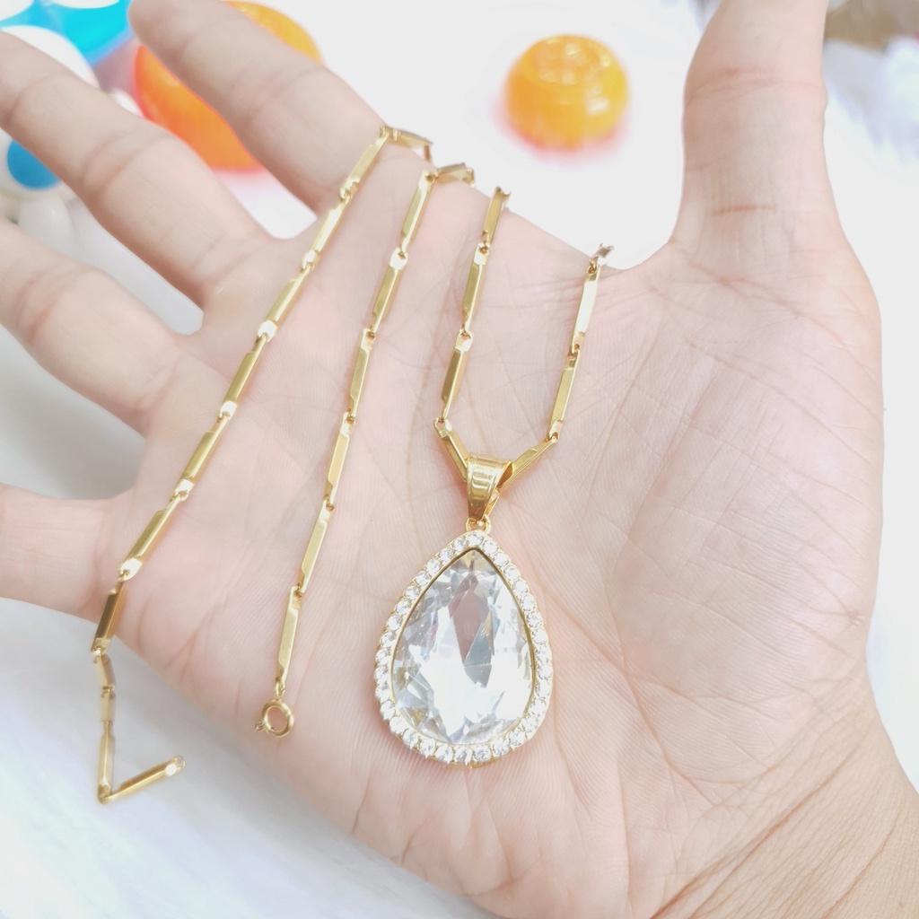 Dây Chuyền Kiểu Trúc Trụ Tượng Xoàn Lớn Titanium Cao Cấp-Dùng lâu dài tắm rửa thoải mái không