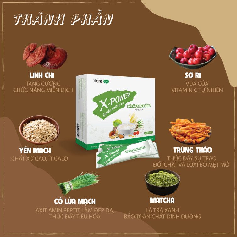 Cordy Multi Grain Bữa ăn dinh dưỡng Trùng thảo Vị Matcha - Thiên Sư. Quản lý cân nặng eo thon gọn dáng, da sáng dáng xinh