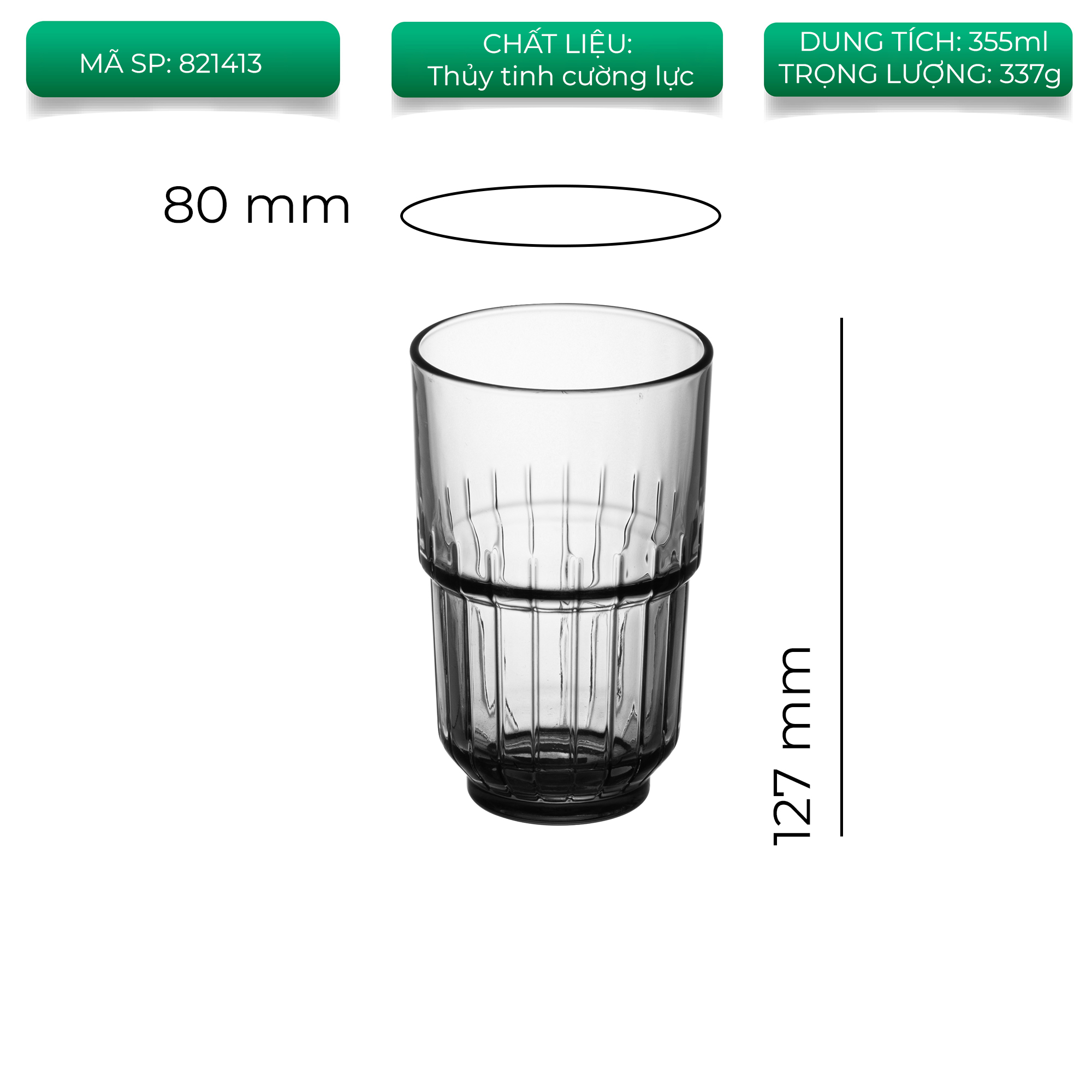 Ly cà phê thủy tinh cường lực Libbey LinQ