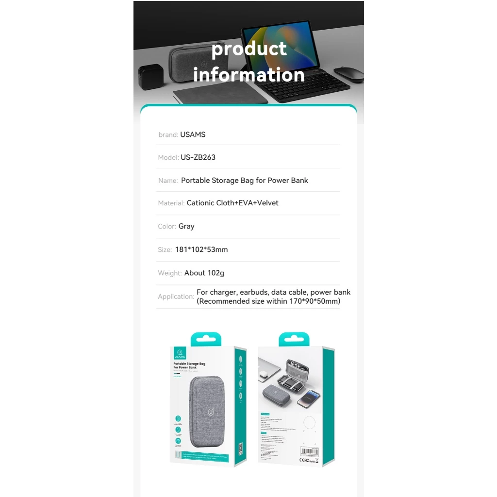 Túi đựng phụ kiện điện thoại chống sốc chống nước  USams Portable Storage Bag ZB263 _ Hàng chính hãng